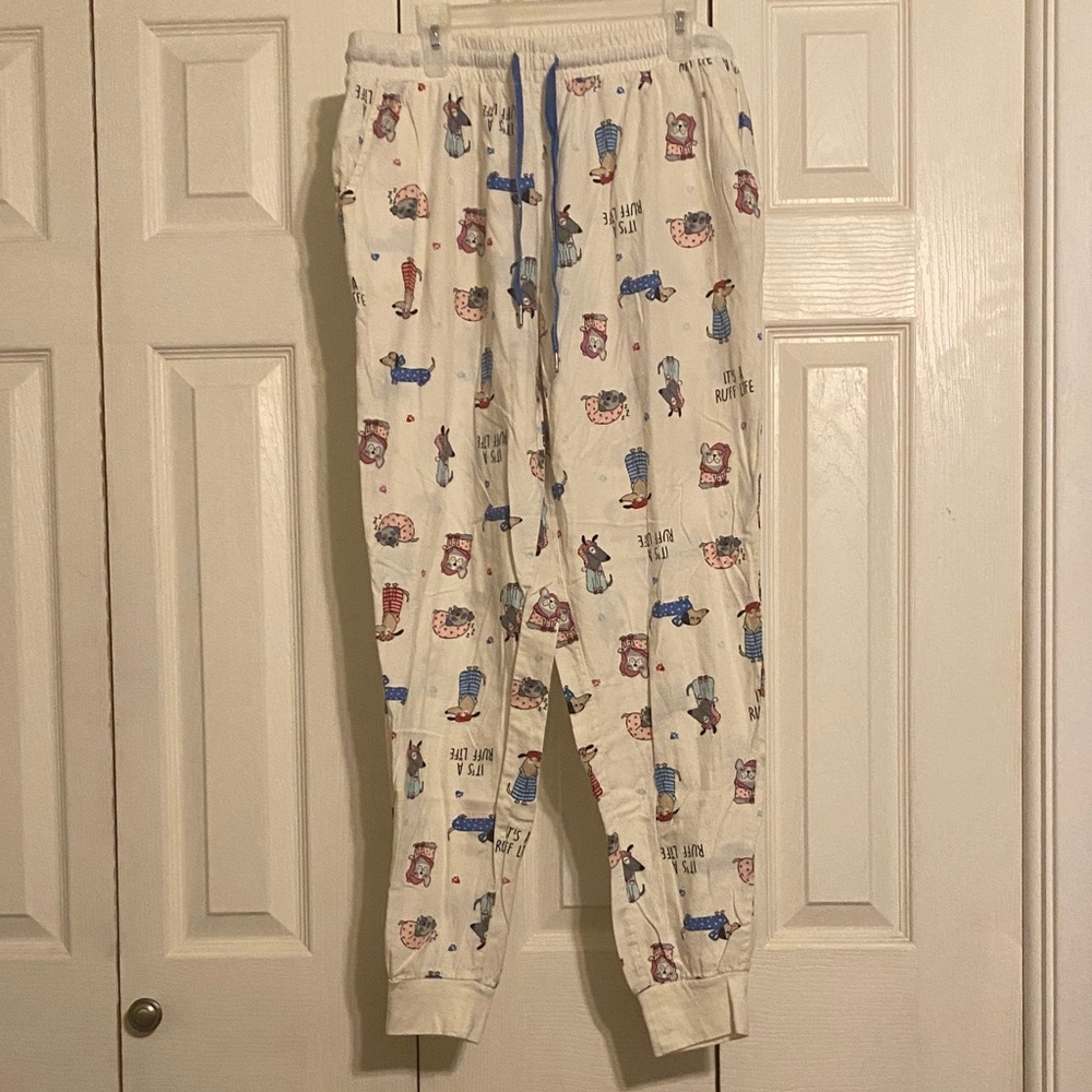 Secret Treasures White Pajama Pants with Blue and Red Characters